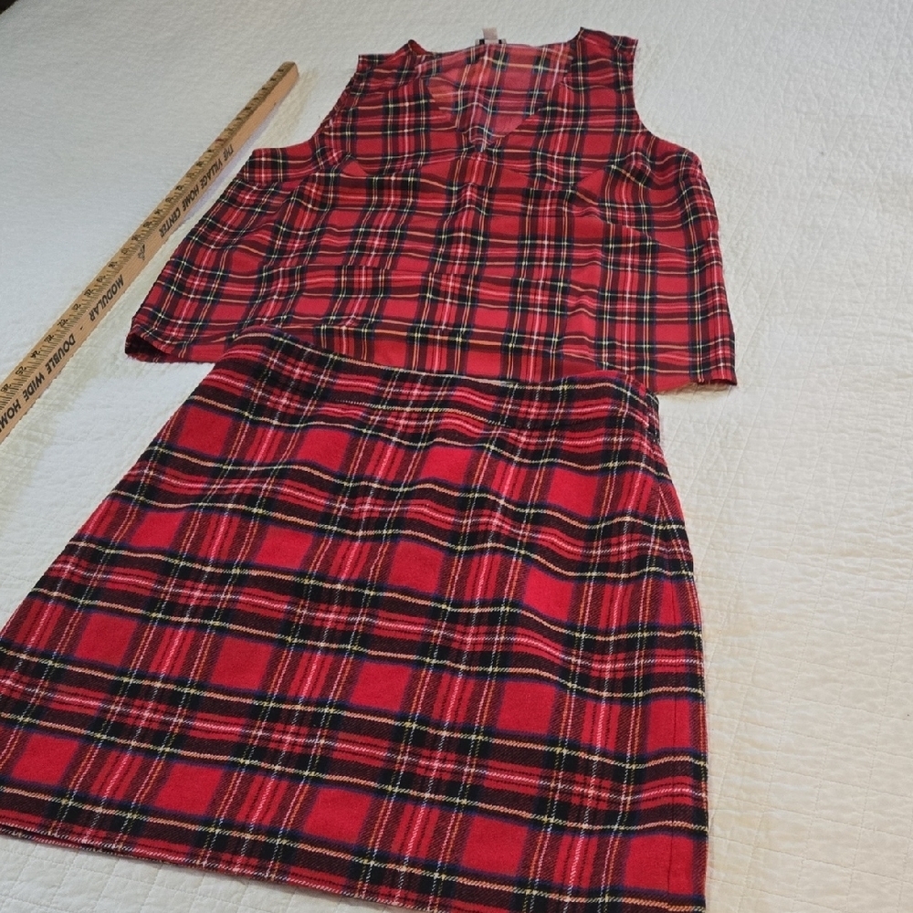 J. Crew Tartan Plaid Wool Blend Skirt With Matching Top Size 6 Skirt Medium Top